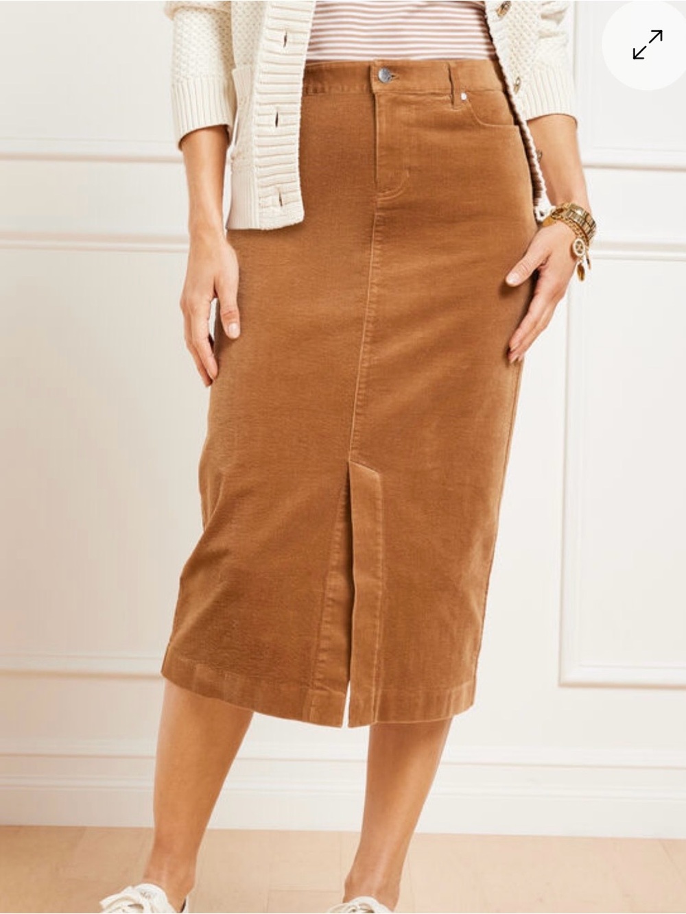 Talbots Corduroy A-Line Pencil Skirt in Whiskey Brown